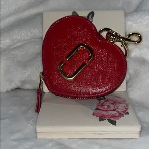 Marc Jacobs Heart-Shaped Red and Gold Key & Card Holder